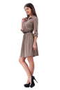 Повседневное платье с расклешённой юбкой бежевого цвета 2112.56 No2|интернет-магазин vvlen.com