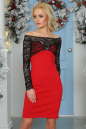 Коктейльное платье футляр красного с черным цвета 2208.47 No0|интернет-магазин vvlen.com
