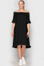 Летнее платье с открытыми плечами черного цвета 759|интернет-магазин vvlen.com