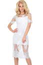 Коктейльное платье футляр молочного цвета 2538.10|интернет-магазин vvlen.com