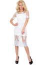 Коктейльное платье футляр молочного цвета 2538.10 No1|интернет-магазин vvlen.com