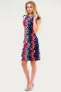 Летнее платье трапеция синего с красным цвета 1319.33 No2|интернет-магазин vvlen.com