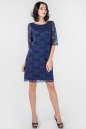 Коктейльное платье трапеция темно-синего цвета 2525-2.12|интернет-магазин vvlen.com