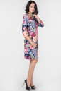 Повседневное платье футляр синего с розовым цвета 2521-1.45 No1|интернет-магазин vvlen.com