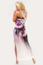 Вечернее платье футляр серого с розовым цвета 1557.33 No2|интернет-магазин vvlen.com