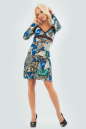 Повседневное платье трапеция серого с голубым цвета 706.17 No0|интернет-магазин vvlen.com
