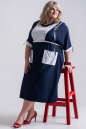 Платье синего в горох цвета 1071р-1  No0|интернет-магазин vvlen.com