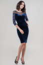 Коктейльное платье футляр синего цвета 2644.26|интернет-магазин vvlen.com