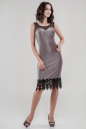 Коктейльное платье футляр серебристо-бордового цвета 2641.98 No0|интернет-магазин vvlen.com