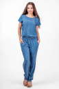 Женские брюки штапельные голубые с белым No5|интернет-магазин vvlen.com