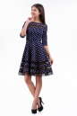 Коктейльное платье с расклешённой юбкой синего в горох цвета 1487.45d5 No1|интернет-магазин vvlen.com