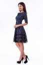 Коктейльное платье с расклешённой юбкой синего в горох цвета 1487.45d5 No3|интернет-магазин vvlen.com