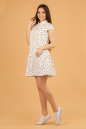 Повседневное платье рубашка белого с красным цвета 2329.9 d17 No3|интернет-магазин vvlen.com