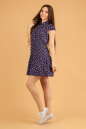 Повседневное платье рубашка синего в горох цвета 2329.9 d17 No2|интернет-магазин vvlen.com