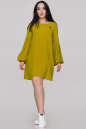 Коктейльное платье трапеция горчично-оливкового цвета 2902.102 No1|интернет-магазин vvlen.com