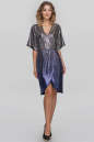 Коктейльное платье с юбкой на запах серебристо-синия цвета 2884-1.79 No0|интернет-магазин vvlen.com