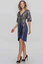 Коктейльное платье с юбкой на запах серебристо-синия цвета 2884-1.79 No1|интернет-магазин vvlen.com