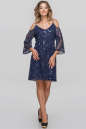 Коктейльное платье-комбинация синего цвета 2874.10 No0|интернет-магазин vvlen.com