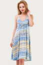 Летнее платье с расклешённой юбкой желтого с голубым цвета 1337.17 No0|интернет-магазин vvlen.com