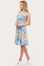 Летнее платье с расклешённой юбкой желтого с голубым цвета 1337.17 No2|интернет-магазин vvlen.com