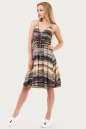 Летнее платье с расклешённой юбкой коричнево-желтого тона цвета 1337.17 No2|интернет-магазин vvlen.com