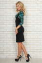 Офисное платье футляр черного с зеленым цвета 454.2 No2|интернет-магазин vvlen.com