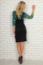 Офисное платье футляр черного с зеленым цвета 454.2 No3|интернет-магазин vvlen.com