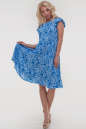 Летнее платье с расклешённой юбкой голубого с белым цвета 2560.84 No1|интернет-магазин vvlen.com