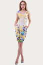 Летнее платье с юбкой тюльпан желтого с голубым цвета 1541.33 No1|интернет-магазин vvlen.com