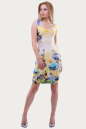 Летнее платье с юбкой тюльпан желтого с голубым цвета 1541.33 No2|интернет-магазин vvlen.com