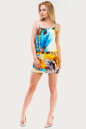 Летнее платье футляр желтого с голубым цвета 1548.33 No1|интернет-магазин vvlen.com