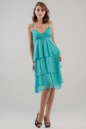 Коктейльное платье с пышной юбкой бирюзового цвета 668.11|интернет-магазин vvlen.com