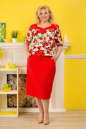 Летнее платье футляр красного с белым цвета 2327.83 No0|интернет-магазин vvlen.com