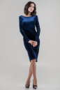 Коктейльное платье футляр синего цвета 2649.26 No1|интернет-магазин vvlen.com