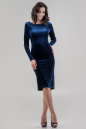 Коктейльное платье футляр синего цвета 2649.26 No2|интернет-магазин vvlen.com