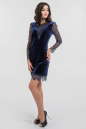 Коктейльное платье трапеция синего цвета 2650.26 No2|интернет-магазин vvlen.com