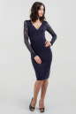 Коктейльное платье футляр темно-синего цвета 1681.47 No0|интернет-магазин vvlen.com