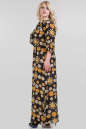 Платье с расклешённой юбкой черного с оранжевым цвета 1-2808  No1|интернет-магазин vvlen.com