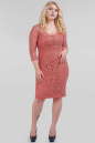Платье футляр кораллового цвета 1-2810  No0|интернет-магазин vvlen.com