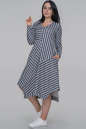 Платье трапеция серого с синим цвета 2909-1.103  No1|интернет-магазин vvlen.com