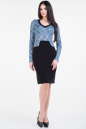Повседневное платье футляр черного с голубым цвета 1225.1 No0|интернет-магазин vvlen.com