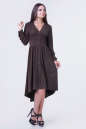Коктейльное платье с расклешённой юбкой коричневого цвета 2380-1.86 No0|интернет-магазин vvlen.com