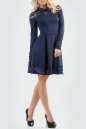 Офисное платье с расклешённой юбкой темно-синего цвета 1826-1.47 No0|интернет-магазин vvlen.com