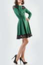 Повседневное платье с расклешённой юбкой зеленого с черным цвета 1826-1.47 No1|интернет-магазин vvlen.com