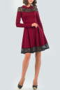 Офисное платье с расклешённой юбкой вишневого с черным цвета 1826-1.47|интернет-магазин vvlen.com