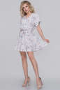 Летнее платье с расклешённой юбкой белый с серым цвета 2883-1.100 No0|интернет-магазин vvlen.com