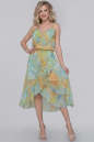 Летнее платье с юбкой на запах мятный принт цвета 2924.7 No0|интернет-магазин vvlen.com