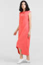 Повседневное платье балахон кораллового цвета 2539-2.81 No3|интернет-магазин vvlen.com