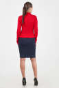 Офисное платье футляр синего с красным цвета 2346.85 No3|интернет-магазин vvlen.com