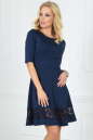 Коктейльное платье с расклешённой юбкой темно-синего цвета 2506.47 No0|интернет-магазин vvlen.com